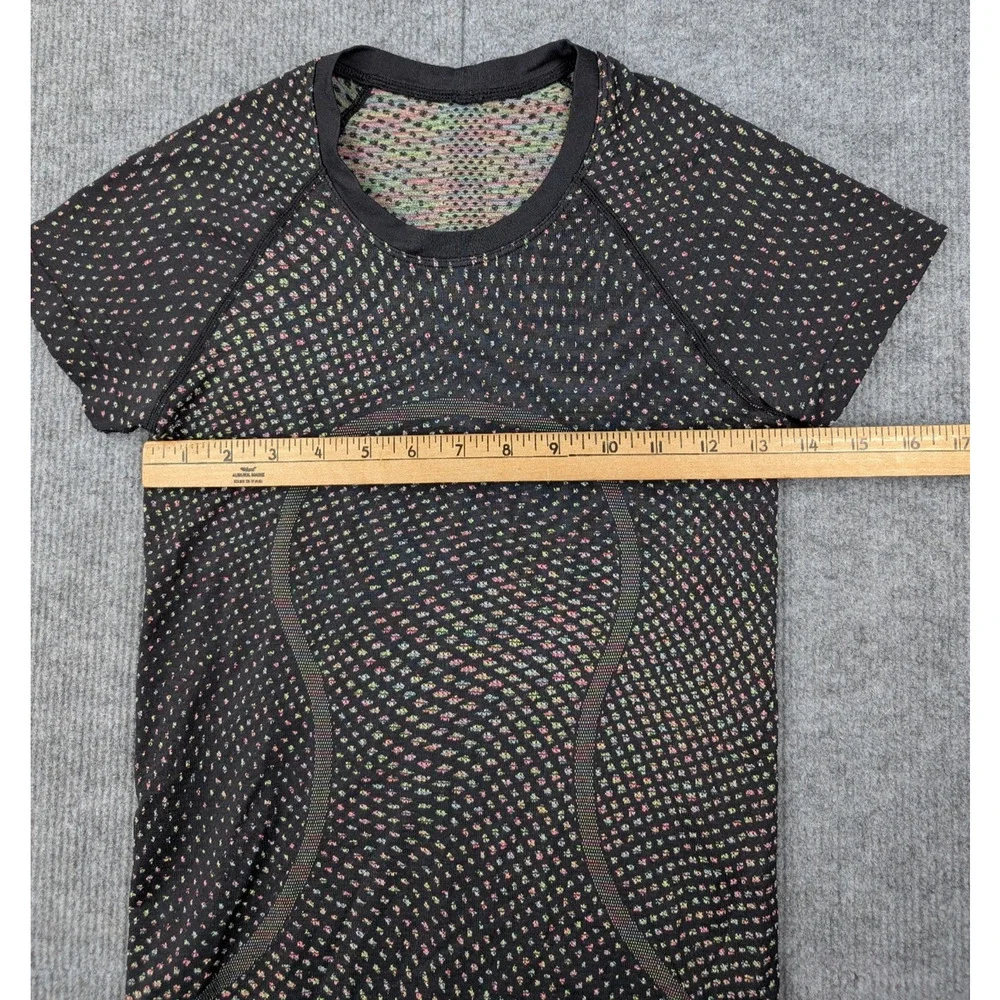 Lululemon Swiftly Tech Shirt 2.0 Grid Warp Black Neon Multi Athletic Running